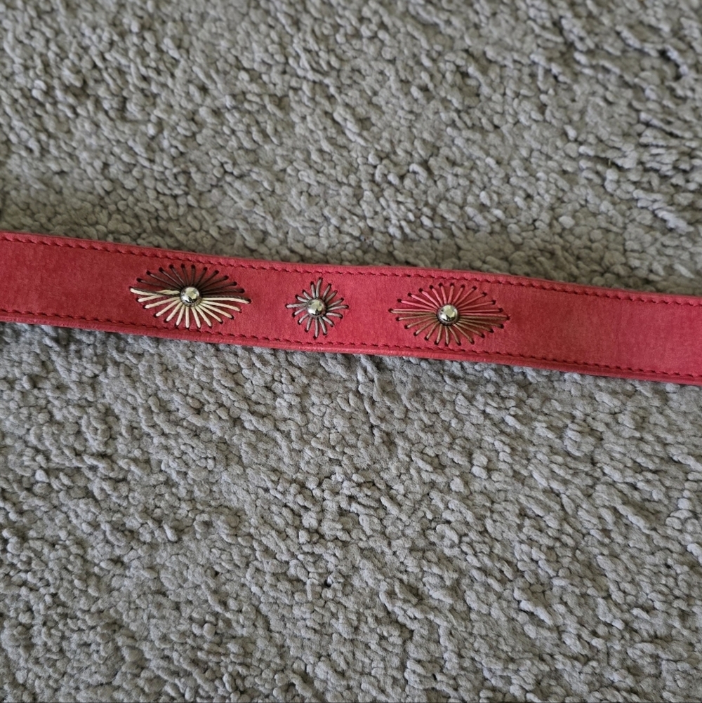 Pink Suede Southwestern Style Belt with Silver Accents - Picture 3 of 6